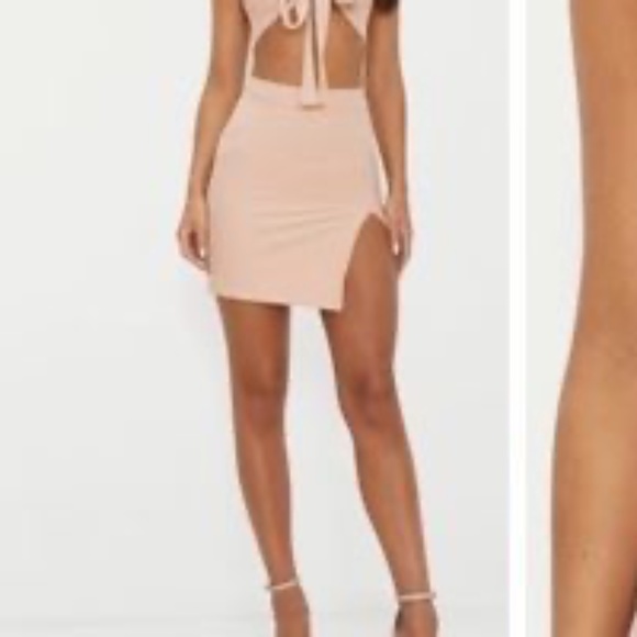 Pretty Little Thing, Peach Bandage Split mini skirt - Picture 8 of 8